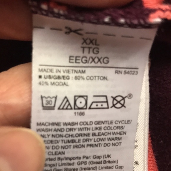 GAP Women’s Striped Tee Wine/Peach XXL Long Sleeves Crew Neck EUC Fall - Picture 11 of 11